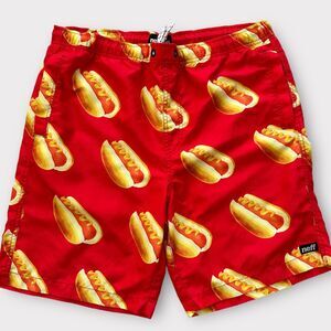 Men’s Swim Trunks Board Shorts NEFF Red Hotdog Print Size Small Swimwear